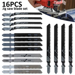 Hoja de sierra caladora, juego de cuchillas para Sierra de Metal y madera, surtido de cuchillas para madera, plástico, corte de metal T119BO/T119B/T111C/T118B/T118A, 16 Uds.