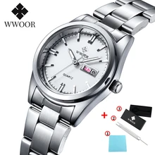 

2022 WWOOR Brand Fashion Quartz Ladies Watches Waterproof Silver White Date Clock Female Bracelet Wristwatch Women Montre Femme