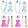 5-8 Pcs Set Elsa Anna Costume Blue Rose Yellow Pink Color Princess Accessories Crown Magic Wand Gloves Braid Halloween Dress Up 1