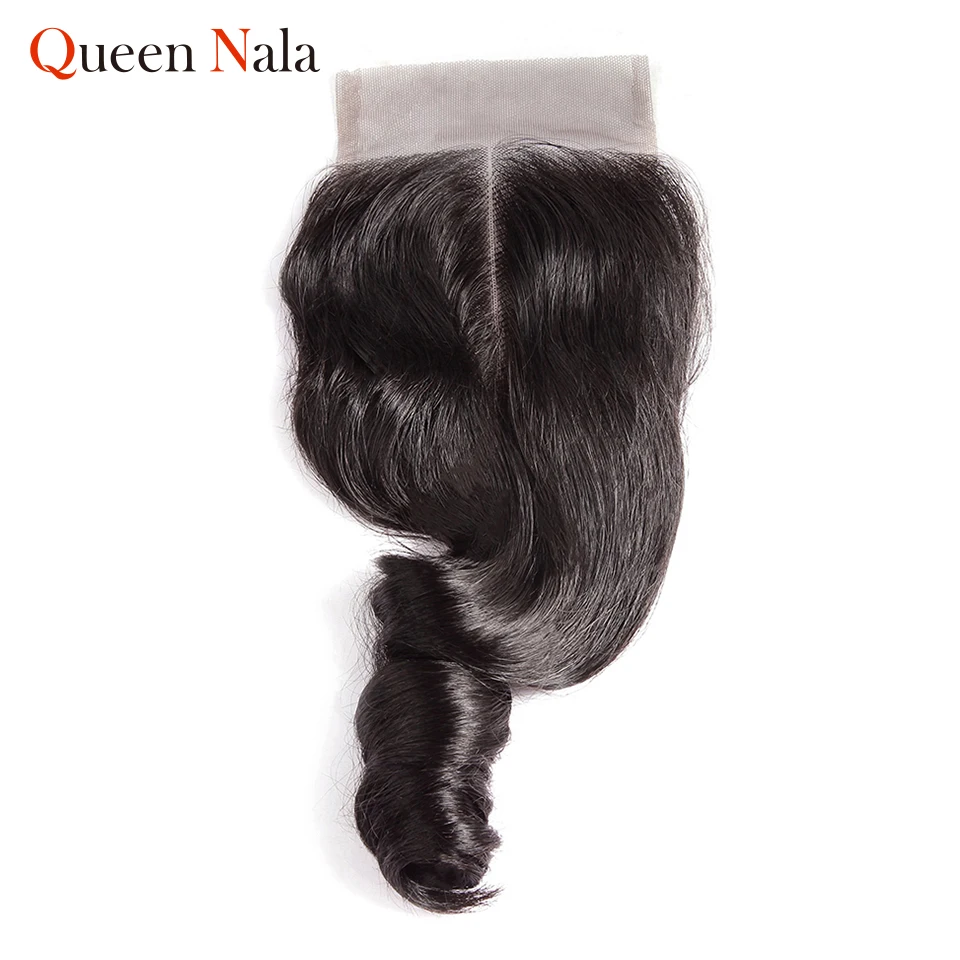 Queen Nala OneCut волосы 4x4 кружева закрытие бразильские свободные волнистые Remy