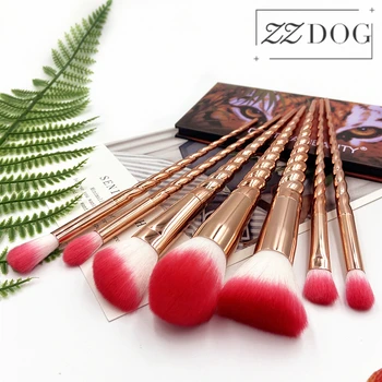 

ZZDOG 7Pcs Makeup Brushes Set Professional Eye Shadow Powder Foundation Compensator Golden Spiral Long Handle Cosmetic Tools