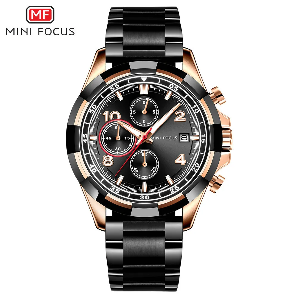 

Mini FOCUS Fox Mf0198g Men Casual Quartz Watch Japan Movement Three Small Disc Steel Belt Watch