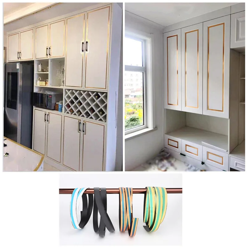 5M Gold Wall Floor Gap Tape Self-adhesive Ceiling Edge Decorative Tape Waterproof Furniture Cabinet Frame Decals Home Decoration