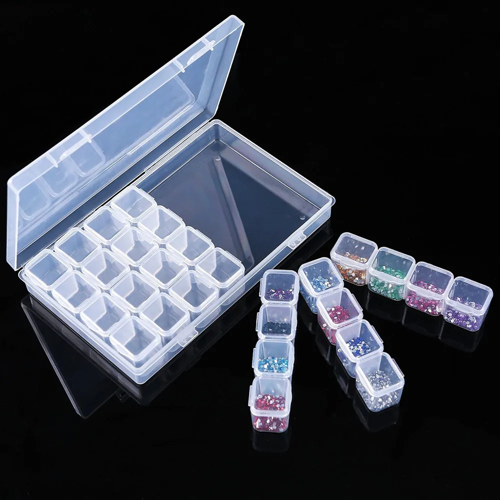 2-Pack-28-Grids-Diamond-Painting-kits-Plastic-Storage-Box-Nail-Art-Rhinestone-Tools-Beads-Storage