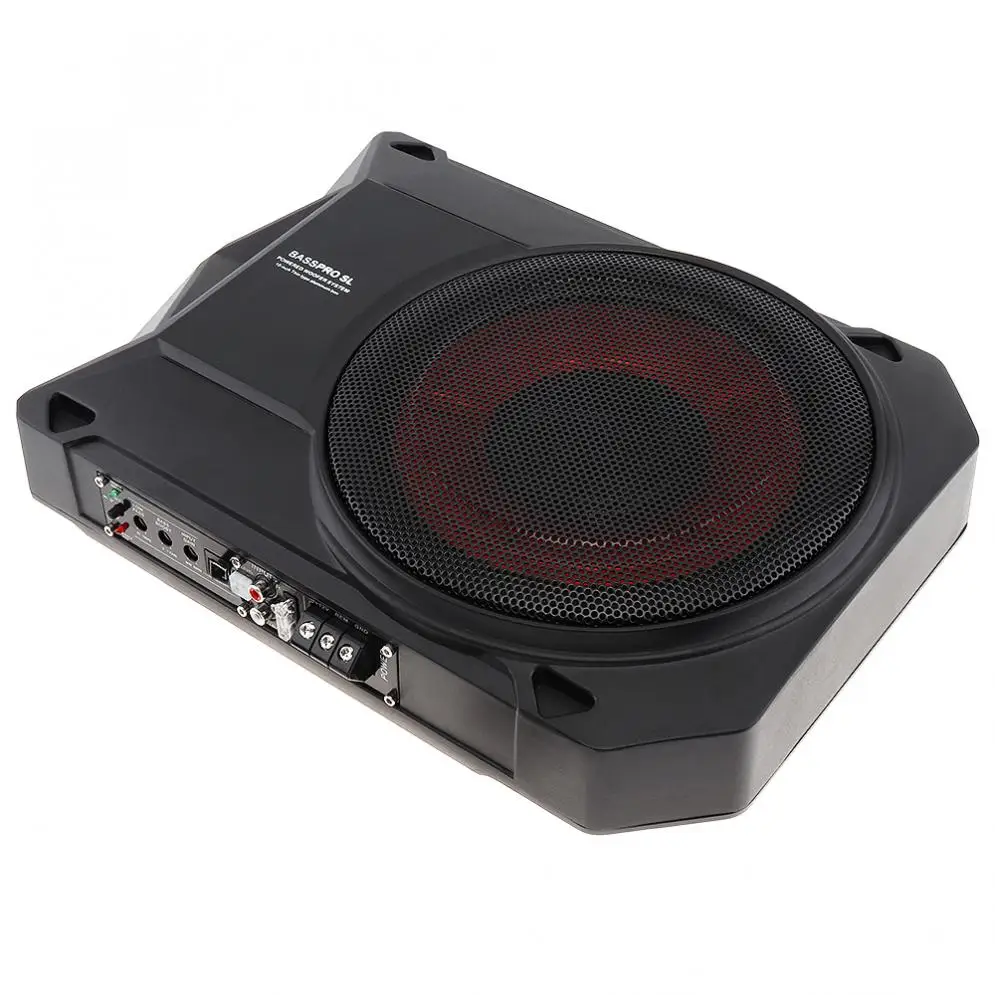 Universal Black Fuselage Slim 10 Inch 600W Slim Under Seat Car Active Subwoofer Bass Amplifier Speaker
