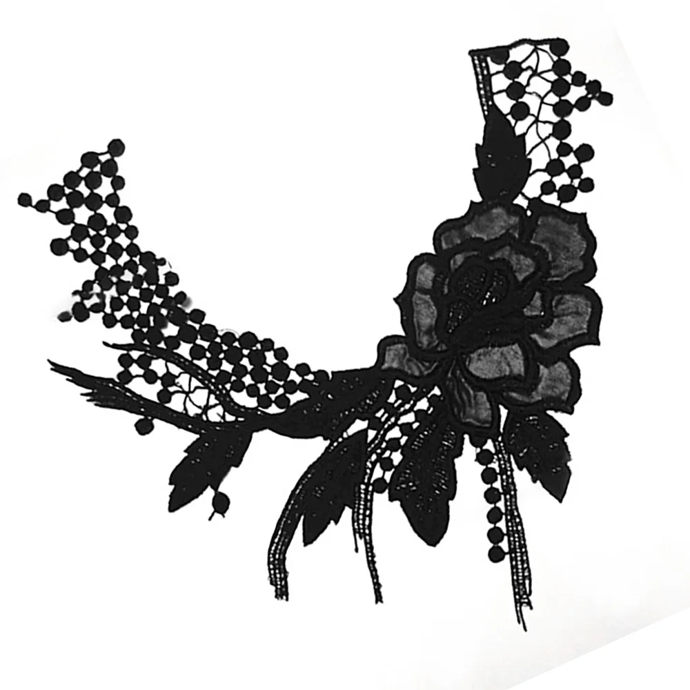 Lychee Life черный полиэстер водорастворимый цветочный кружевной воротник вышивка