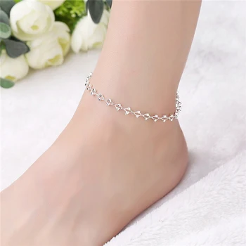 

Bohemian Sandals Tobilleras 925 Sterling Silver Foot Ankle Jewelry Beach Geometric Anklet Bracelet For Women AB096