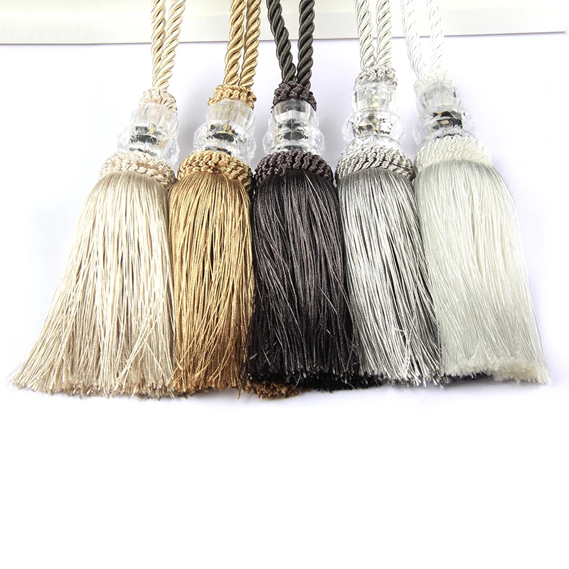 Faux Crystal Beaded Tassels Fringe Curtain Tieback Rope Window Drapes Decoration Door Hanging Ball Tassel Accessories curtain tiebacks curtain accessories
