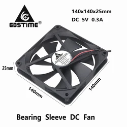 Ventilateur de refroidissement pour boîtier d'ordinateur USB, modèle 140 DC 5V 14025x25mm, 14CM, 140x25mm, 2 pièces par lot 