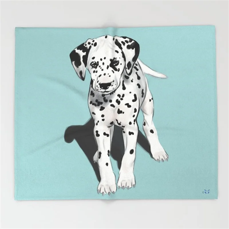 Puppy Blanket Funny Printed Soft Boy Girl Baby Coral Fleece Dalmatian Blankets Muti-size Spring Warm Sofa Bed Sheets