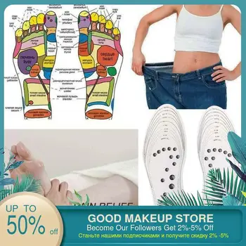 

1 Pair Acupressure Slimming Insoles Foot Massager Magnetic Therapy Reflexology Pain Relief Weight Loss For Feet Massage Insole