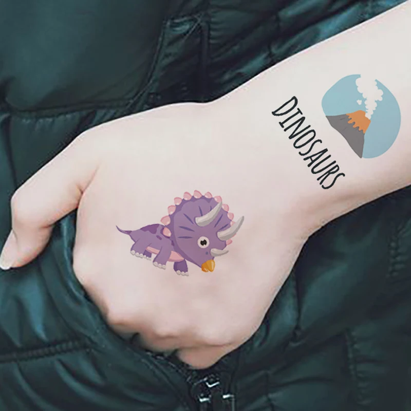 

12sheet/set Dinosaur Makeup Temporary Tattoo Sticker Cute Fake Tatoo Flash Tatto Waterproof Small Body Art For Children