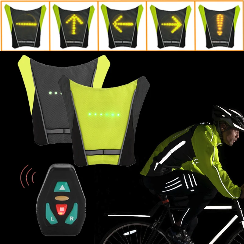 

Steering Light Backpack LED Riding Vest Motion Outdoors Warning Nylon USB Riding Backpack Pendant Glowing Travel Parts