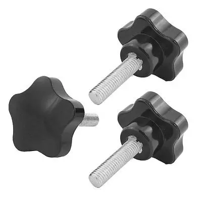 

3 Pcs Machine Tool M10 x 40 Male Thread 50mm Dia Bakelite Knobs Handle Black