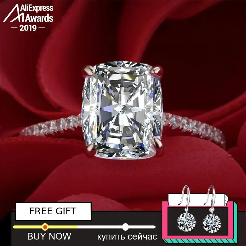 

10*8mm 3.9 Carat Rectangle Cushion Cut Diamond Ring S925 sterling silver wedding proposal anniversary yes i do engagement