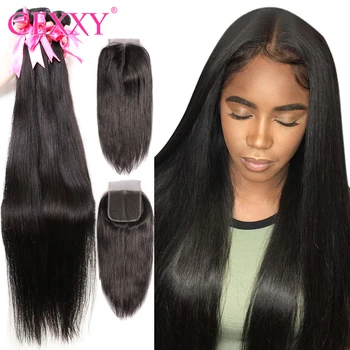 

Cexxy Straight Bundles With Closure Brazilian Hair Weave Bundles With Closure Human Hair Extension Long Hair 8-34 36 38 40Inch