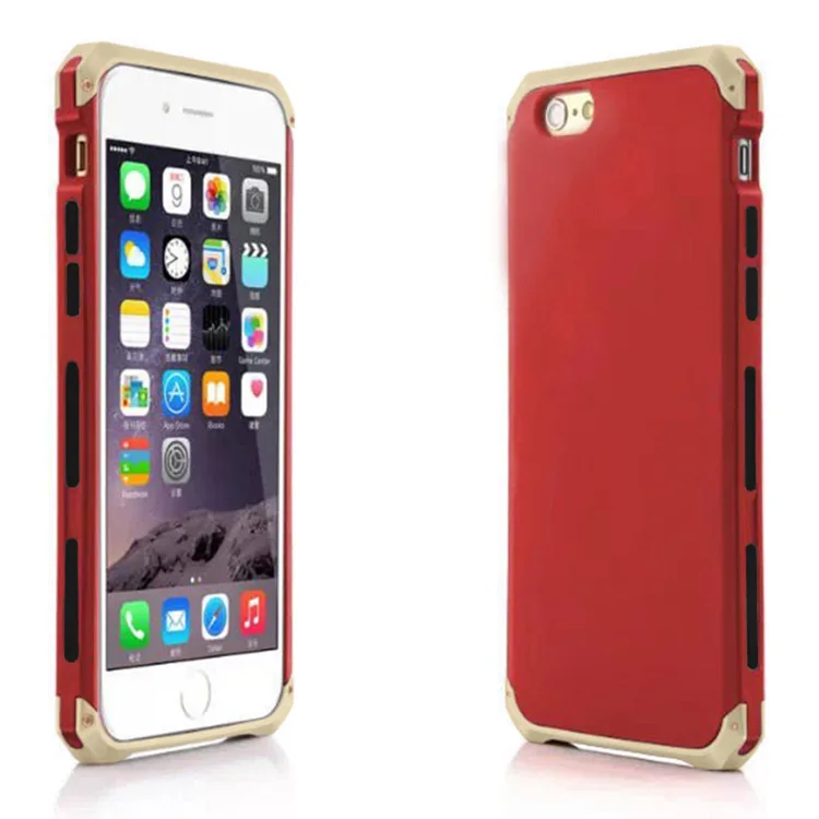 Red Gold Side Текстурированная антиосенняя Металлическая Рамка Пластиковая Задняя пластина для iPhone 6 6S Plus алюминиевый сплав Мобильный iPhone6 бампер чехол с подарком - Цвет: Red Gold Side