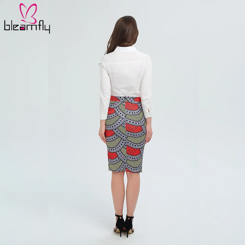 Женская юбка миди, облегающая женская офисная Осенняя юбка-карандаш, африканская Цветочная расцветка, высокая талия, длина до колен, винтажная одежда