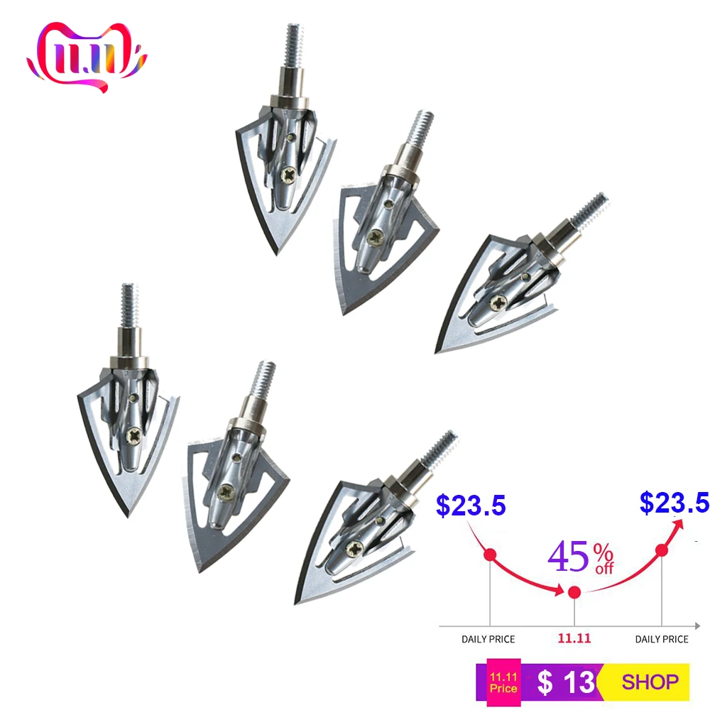 Белый Полная распродажа! 6 шт. наконечники для Broadhead стрелы наконечники для стрельбы из лука наконечники для блочного Лука Арбалет изогнутый лук Охота - Цвет: Белый