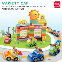 Feelo – blocs de construction de grande taille, modèle de voiture Transformable, ensemble de 3 briques colorées à monter soi même, jouets éducatifs pour enfants, 179 pièces 