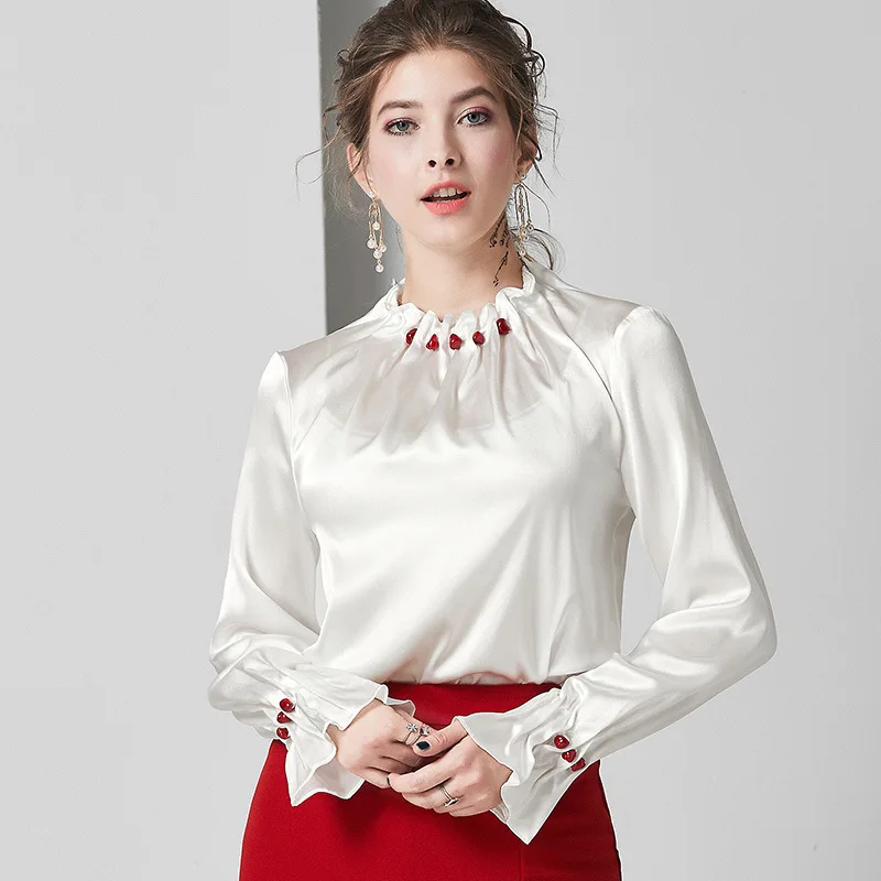white satin silk blouse for women high quality long sleeve 4XL plus size casual sexy office dress shirts fashion dropshipping white satin silk blouse for women high quality long sleeve 4XL plus size casual sexy office dress shirts fashion dropshipping