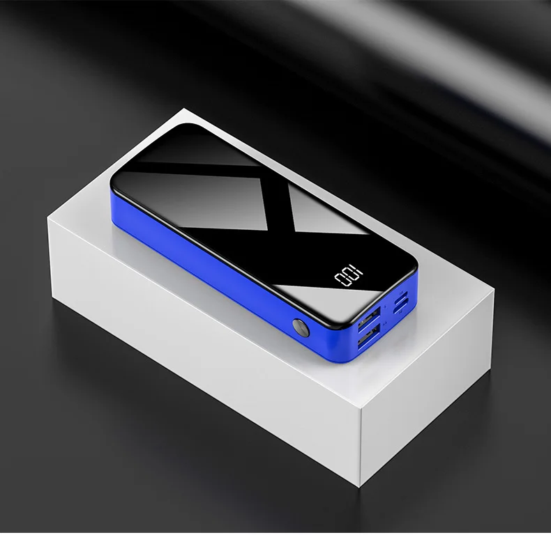 Мини полноэкранный внешний аккумулятор 20000 мАч водонепроницаемый внешний аккумулятор Двойной Портативное зарядное usb-устройство внешний аккумулятор для Xiami Iphone huawei - Цвет: Blue 20000mah