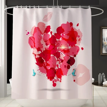 

Love Heart Shower Curtains Waterproof Print Protect Privacy Bath Curtain for Bathroom Bathtub Bathing Cover 180X180cm