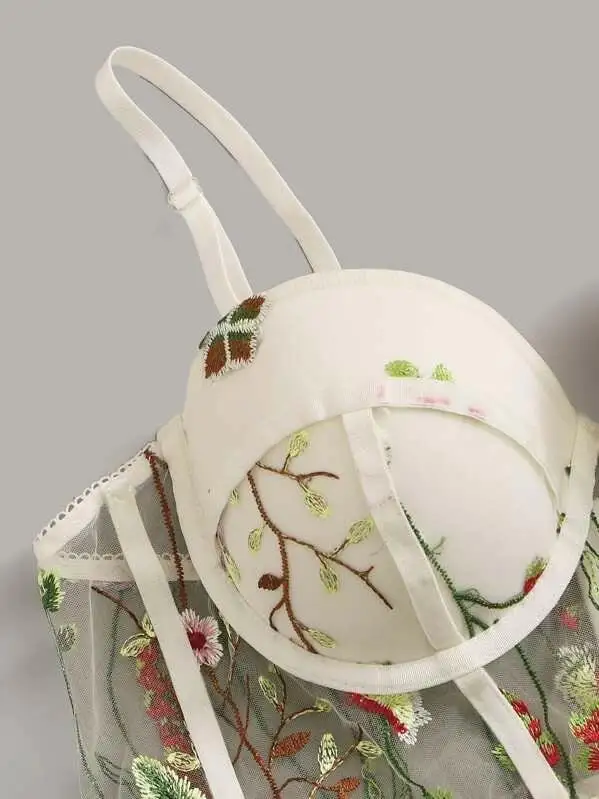 Сексуальное винтажное женское белье, модное женское кружевное прозрачное Сетчатое нижнее белье с цветочной отделкой, Бралетт короткий топ, пуш-ап бюстгальтер, нижнее белье, Майки