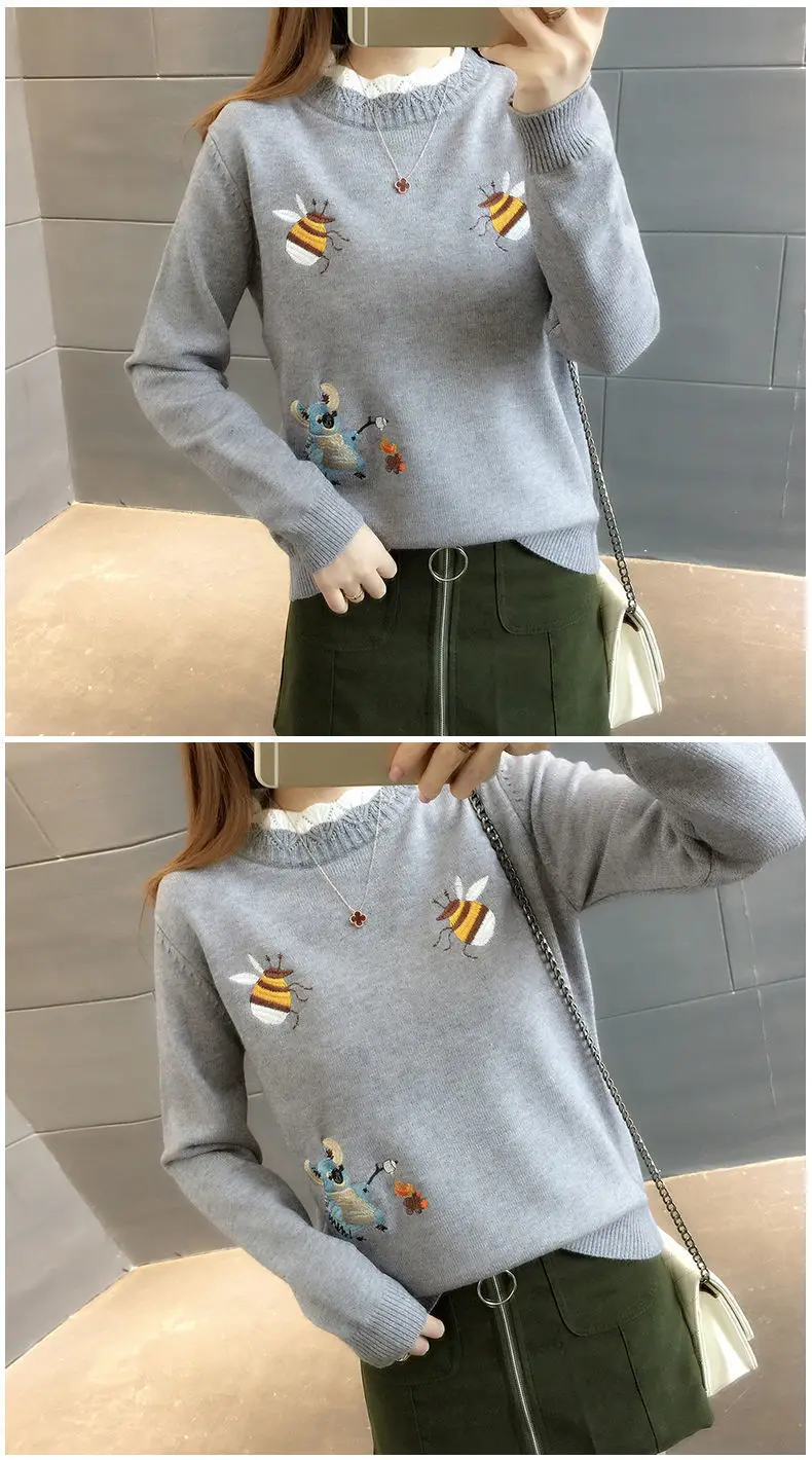 sweater for women Sweater Women's Autumn Winter Embroidered 2022 New Loose Korean Female Student Wear Pullover Sweater Women's Blouse cardigan