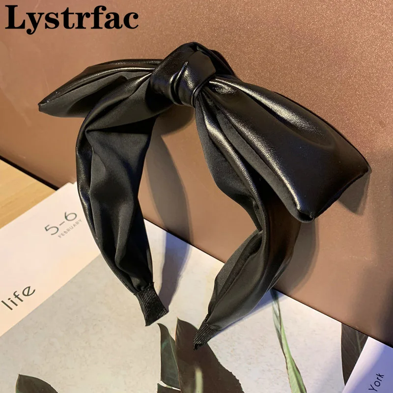 Модная новинка обруч для волос Lystrfac из искусственной кожи с большим бантом