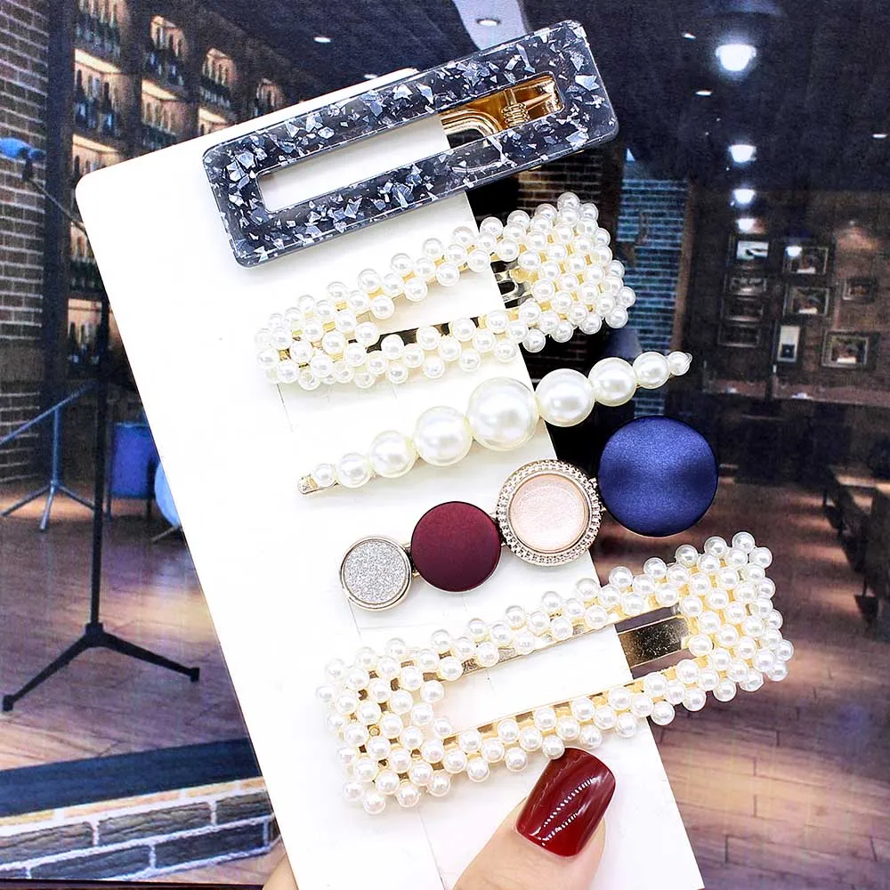 5pcs per set Ins Fashion 1 комплект женские элегантные жемчужные заколки для волос сладкий головной убор шпильки заколки аксессуары для волос из ацетатного волокна Набор для волос - Цвет: 5pcs per set