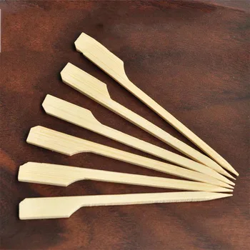 

Bamboo Paddle Pick Flat Wood Skewer Fruit Food Picker Cocktail Paddle Christmas Bar Barbecue Party Supplies 100pcs 9cm 3.5''