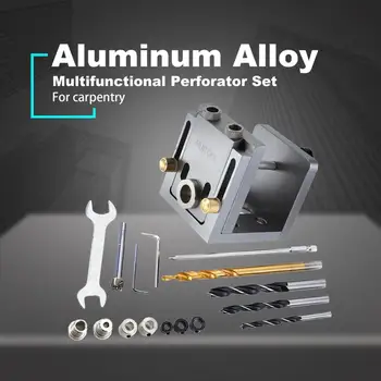 

Wood Hole Drill Guide Locator Aluminum Alloy Drilling Puncher Doweling Saw Jig Set Woodworking Carpentry Tools