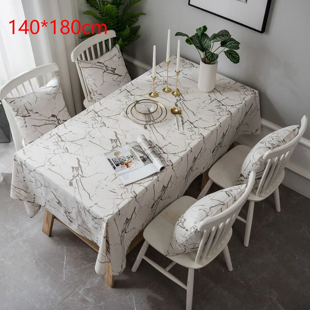 

Square Protective Dining Outdoor Reusable Dust-Proof Marble Print Washable Lightweight Table Cloth Multi Functional Home Decor