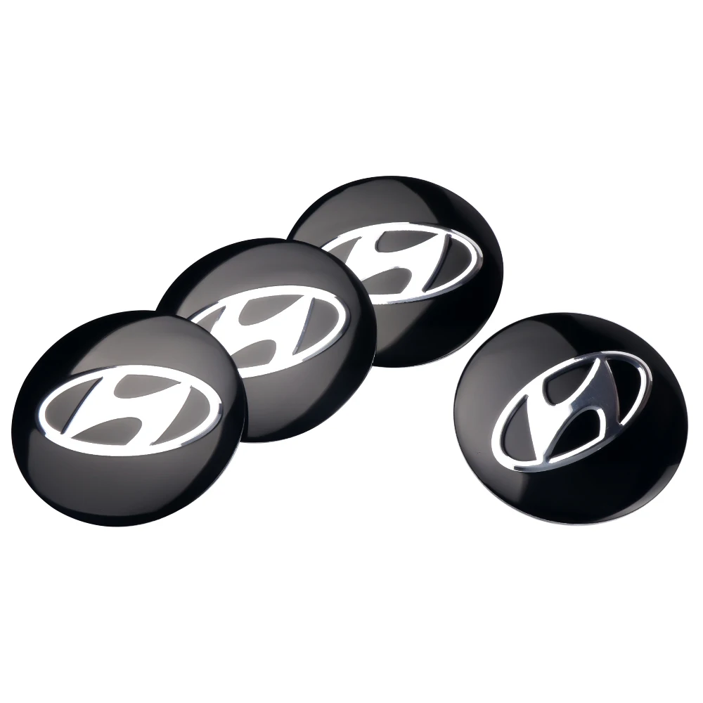 4 шт. автомобиля 56 мм Крышка Ступицы Колеса Стикер для hyundai Elantra Accent Tucson i40 i30 i10 i20 Veloster IX35 IX20 Solaris Genesis - Название цвета: Black