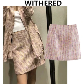 

Withered winter skirt women ins fashion blogger england vintage twill Woollen sexy mini faldas mujer moda 2020 skirts womens