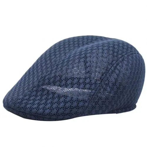 Navy Blue Летние унисекс Мужские и женские солнцезащитные сетчатые береты, кепка газетчик для гольфа, плоская остроконечная Кепка, дышащие береты - Цвет: Navy Blue