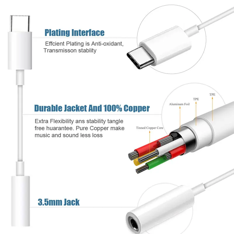 Usb type C до 3,5 мм разъем для наушников, головной гарнитуры адаптер аудио кабель для iPad Pro для huawei Xiaomi все type-C вызов Adaptador