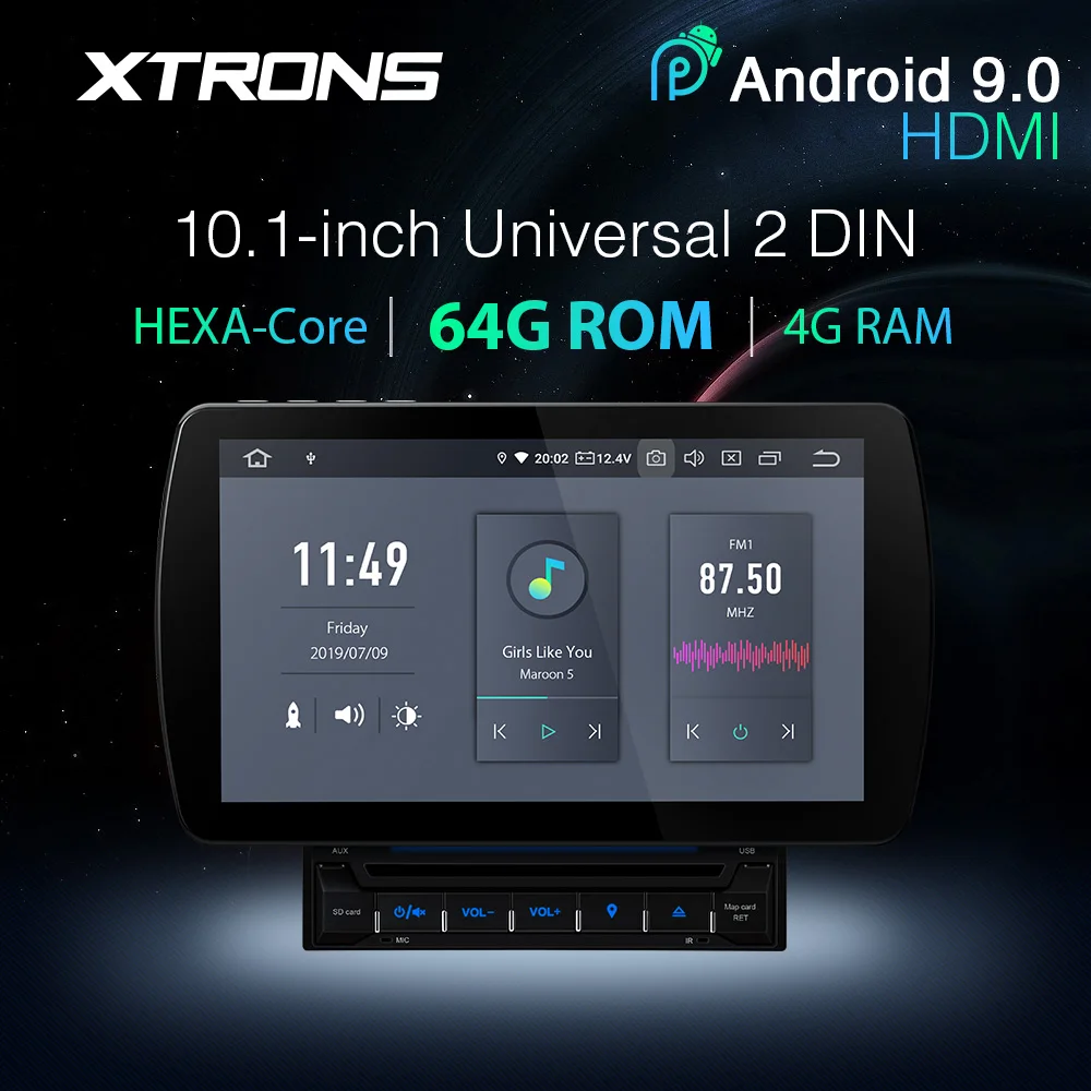 XTRONS Универсальный 2 din 10 1 'ɺndroid 9 0 шестиядерный 64-битный процессор 4 + 64 ГБ