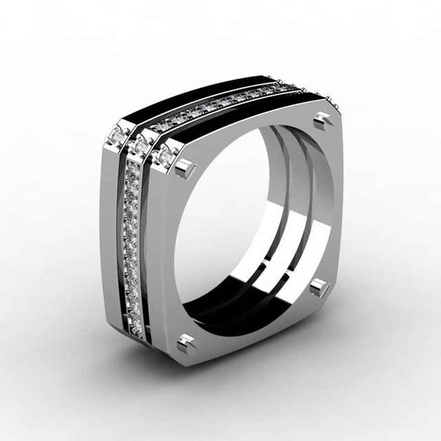 Punk Hiphop Series Mens Ring Band Cothic Geometry Men Ring Stone Trendy Gifts Gadget Ring For Gentleman