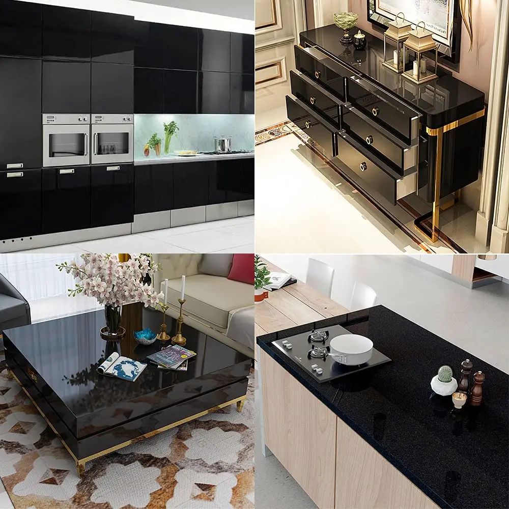 Papel pintado autoadhesivo Muebles de cocina  Papel pintado autoadhesivo  de cocina negra-Fondos de pantalla-Aliexpress