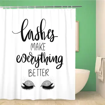 

72x78 Inches Shower Curtain Handwritten Calligraphy Phrase for Beauty Salon Lash Extensions Maker Cards Beauty Waterproof
