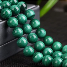 Натуральный Малахит 4-12 мм круглые бусины из драгоценных камней для изготовления ювелирных изделий из стерлингового серебра 925 пробы ожерелье браслет 15 дюймов ICNWAY