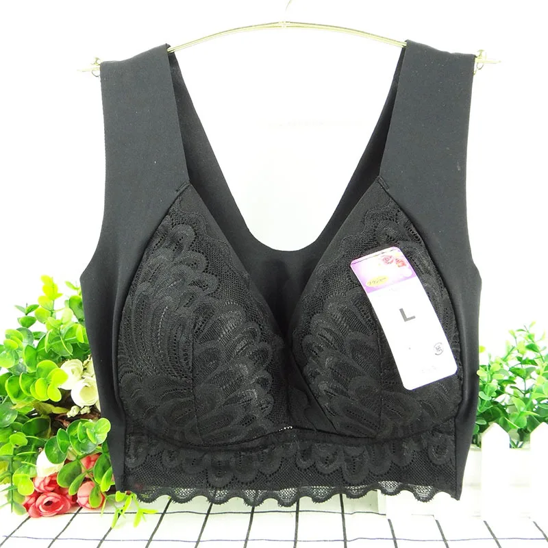 

No Rims Seamless comfortable women's thin underwears women bras plus size 6XL large cup Lace Sexy Lingeries Flower bra