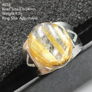 

Natural Gold Rutilated Quartz Adjustable Ring Oval Shape 925 Sterling Silver For Woman Man Anniversary Jewelry AAAAA