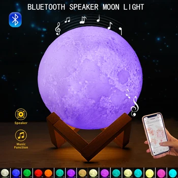 

3D Moon Light with Bluetooth Speaker , 16 color Speaker Moon Light Night Touch Control LED Table Lamp for Children's Gifts