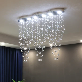 

Modern Large Rectangular Curtain Wave Crystal Chandelier Lighting for Hotel Hall Dining Room Foyer Led Decoration Lamp