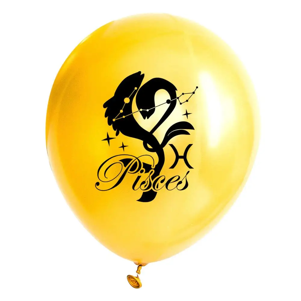Pisces gold 10 шт Созвездие День Рождения шар Черное золото латексные шары с днем юбилея Декор шары - Цвет: Pisces gold