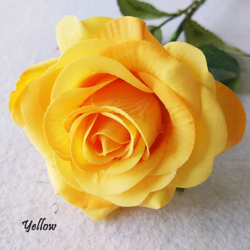 yellow 20 шт./лот, высокое качество, красная/синяя/белая шелковая ткань, искусственные розы, цветы, ветка для свадебной вечеринки, декор для отеля, банкета - Цвет: yellow