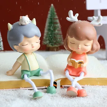 

Nordic Creative Resin Hanging Feet Couple Doll Sculpture Ornaments Living Room Kindergarten Furnishings Crafts Kids Room Decor
